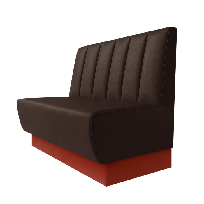 Meyer | Gastrobank | B:H 100 x 100 cm | Braun | Gestreift Doppelnahnt 24cm | Leder | Fußleiste Rot
