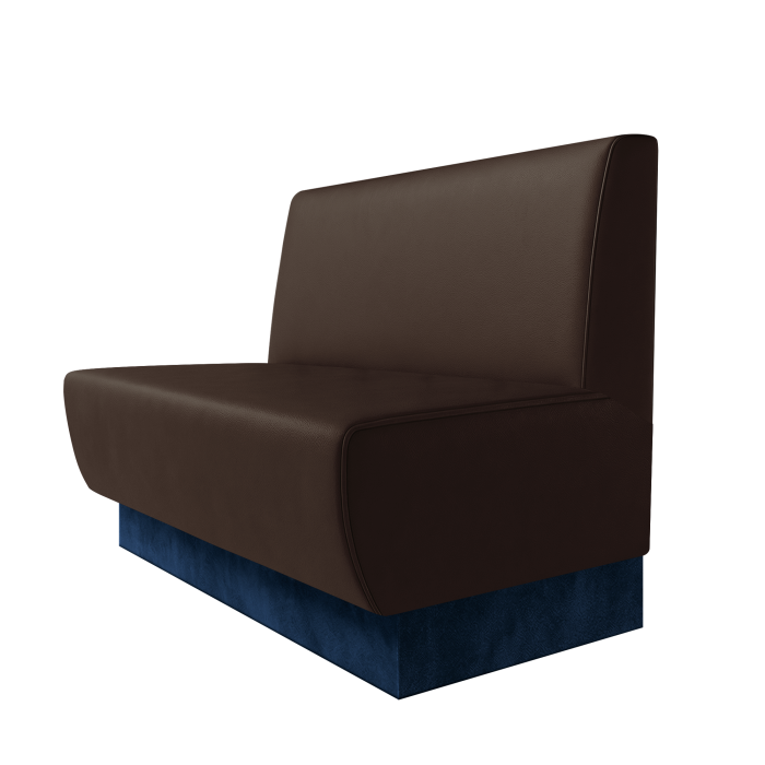 Meyer | Gastrobank | B:H 100 x 100 cm | Braun | Glatt | Leder | Fußleiste Blau