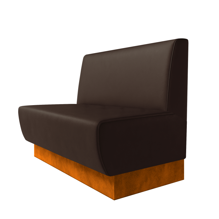 Meyer | Gastrobank | B:H 100 x 100 cm | Braun | Glatt | Leder | Fußleiste Orange