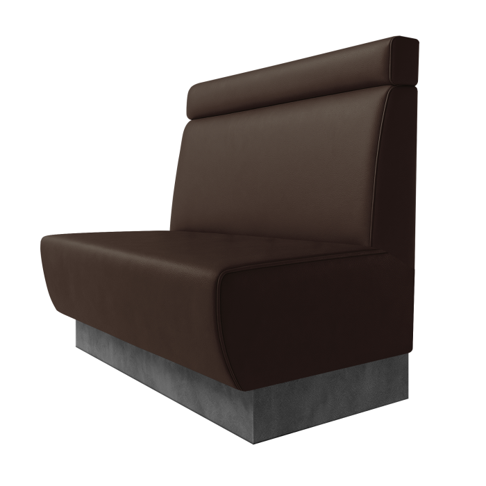 Meyer | Gastrobank | B:H 100 x 100 cm | Braun | Glatt + Kopfteil | Leder | Fußleiste Grau