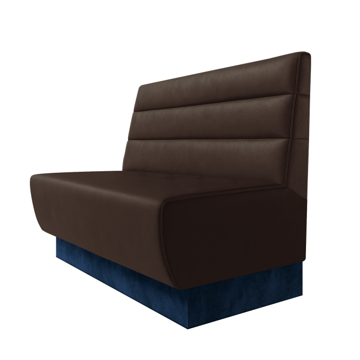Meyer | Gastrobank | B:H 100 x 100 cm | Braun | Horizontal Gestreift | Leder | Fußleiste Blau