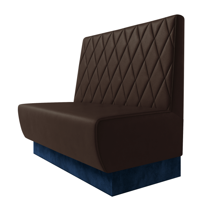 Meyer | Gastrobank | B:H 100 x 100 cm | Braun | Raute | Leder | Fußleiste Blau