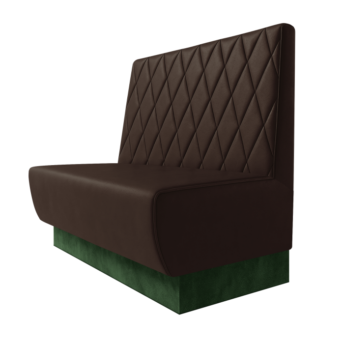 Meyer | Gastrobank | B:H 100 x 100 cm | Braun | Raute | Leder | Fußleiste Grün