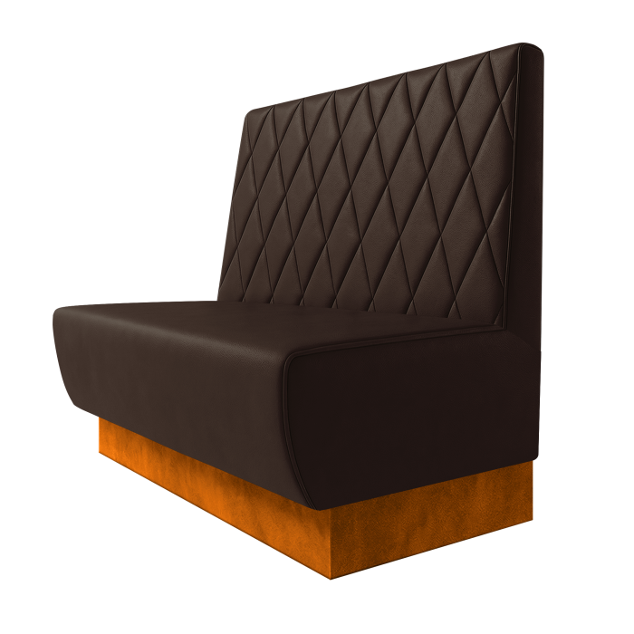 Meyer | Gastrobank | B:H 100 x 100 cm | Braun | Raute | Leder | Fußleiste Orange