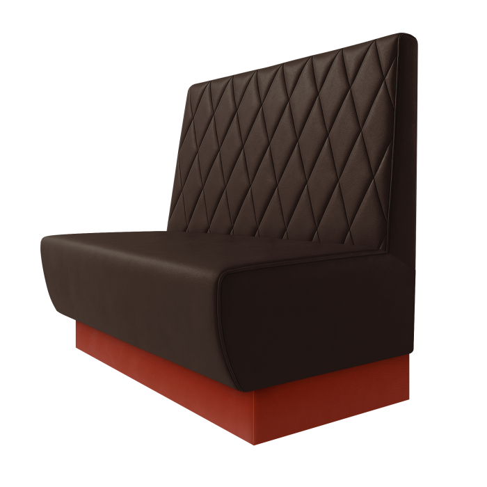 Meyer | Gastrobank | B:H 100 x 100 cm | Braun | Raute | Leder | Fußleiste Rot