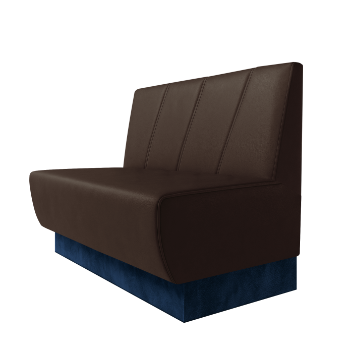 Meyer | Gastrobank | B:H 100 x 100 cm | Braun | Schräg Gestreift | Leder | Fußleiste Blau