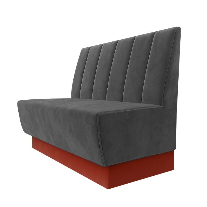 Meyer | Gastrobank | B:H 100 x 100 cm | Grau | Gestreift Doppelnahnt 24cm | Samt | Fußleiste Rot