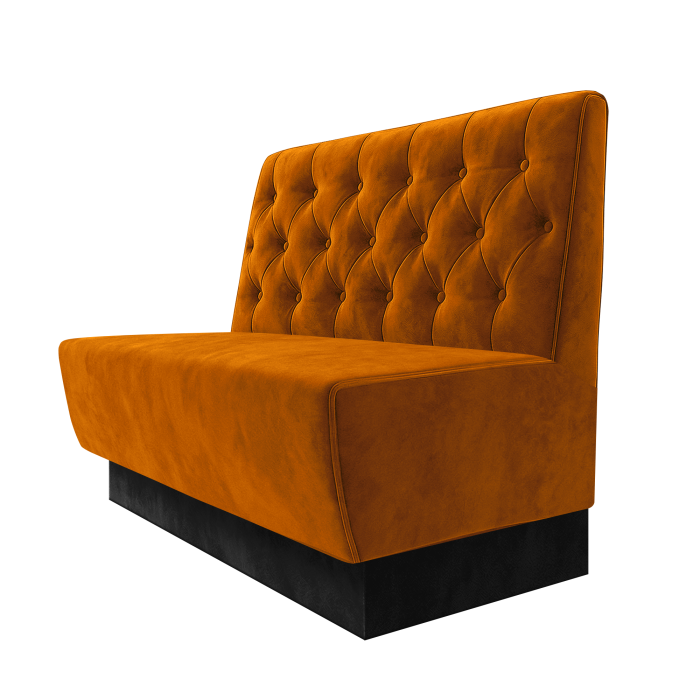 Meyer | Gastrobank | B:H 100 x 100 cm | Orange | Chesterfield | Samt | Fußleiste Schwarz