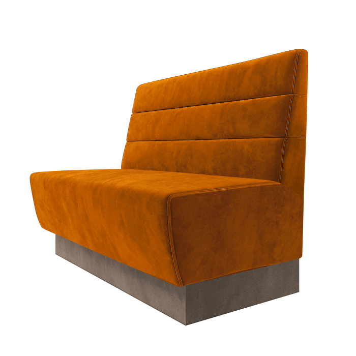 Meyer | Gastrobank | B:H 100 x 100 cm | Orange | Horizontal Gestreift | Samt | Fußleiste Taupe