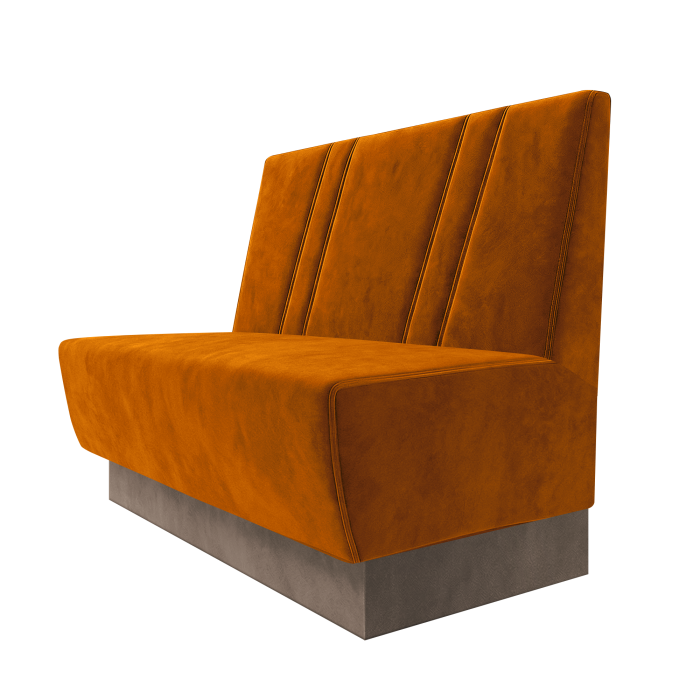 Meyer | Gastrobank | B:H 100 x 100 cm | Orange | Schräg Gestreift | Samt | Fußleiste Taupe