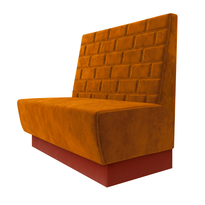 Meyer | Gastrobank | B:H 100 x 100 cm | Orange | Stein | Samt | Fußleiste Rot