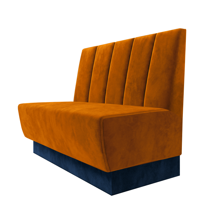 Meyer | Gastrobank | B:H 100 x 100 cm | Orange | Tief Gestreift | Samt | Fußleiste Blau