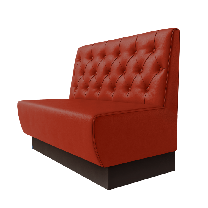 Meyer | Gastrobank | B:H 100 x 100 cm | Rot | Chesterfield | Leder | Fußleiste Braun
