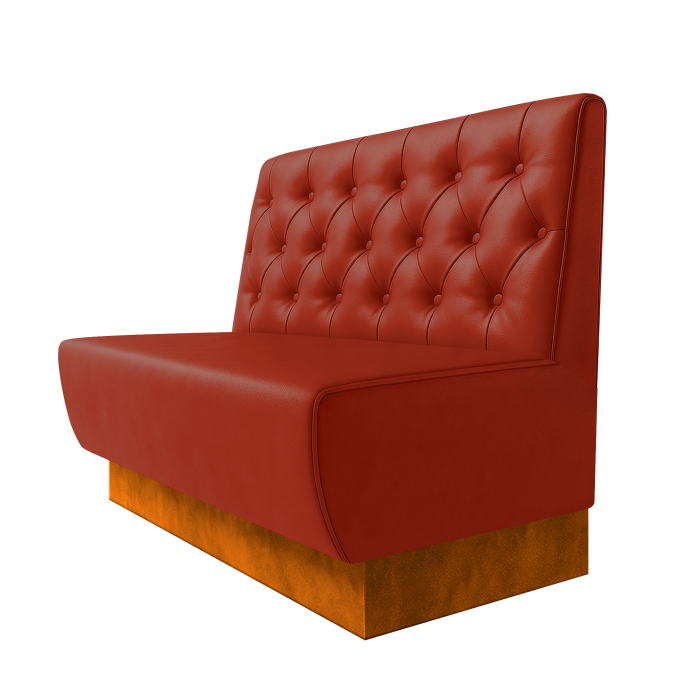 Meyer | Gastrobank | B:H 100 x 100 cm | Rot | Chesterfield | Leder | Fußleiste Orange