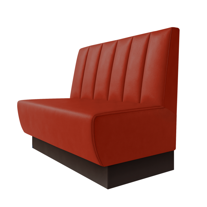 Meyer | Gastrobank | B:H 100 x 100 cm | Rot | Gestreift Doppelnahnt 24cm | Leder | Fußleiste Braun