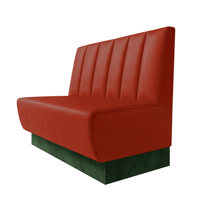 Meyer | Gastrobank | B:H 100 x 100 cm | Rot | Gestreift Doppelnahnt 24cm | Leder | Fußleiste Grün