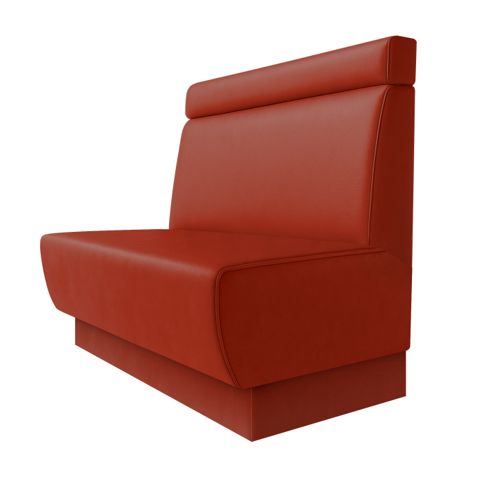Meyer | Gastrobank | B:H 100 x 100 cm | Rot | Glatt + Kopfteil | Leder | Fußleiste Rot