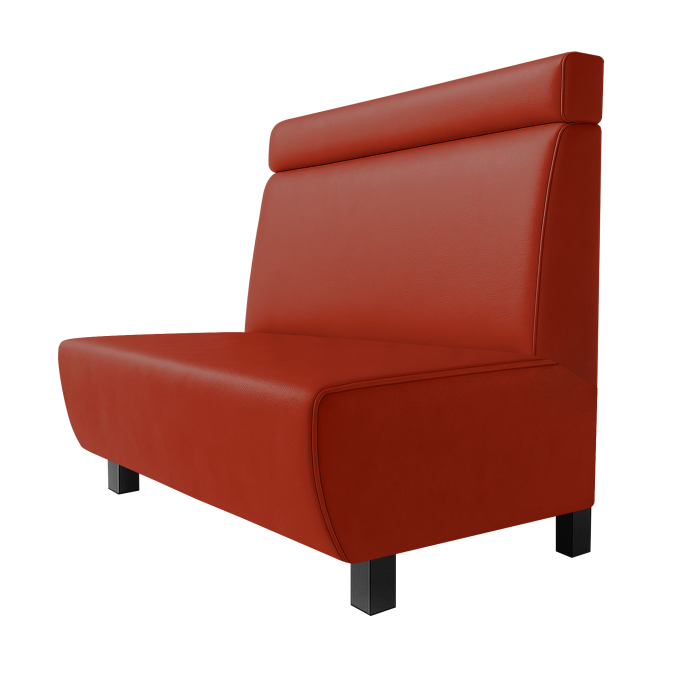 Meyer | Gastrobank | B:H 100 x 100 cm | Rot | Glatt + Kopfteil | Leder | Möbelfuß Schwarz