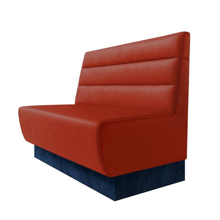 Meyer | Gastrobank | B:H 100 x 100 cm | Rot | Horizontal Gestreift | Leder | Fußleiste Blau