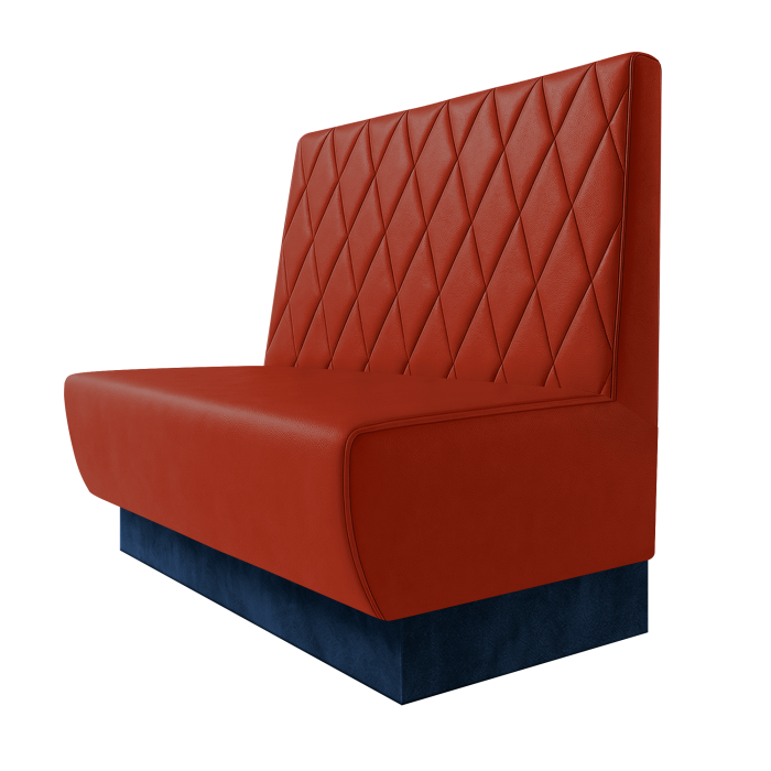 Meyer | Gastrobank | B:H 100 x 100 cm | Rot | Raute | Leder | Fußleiste Blau