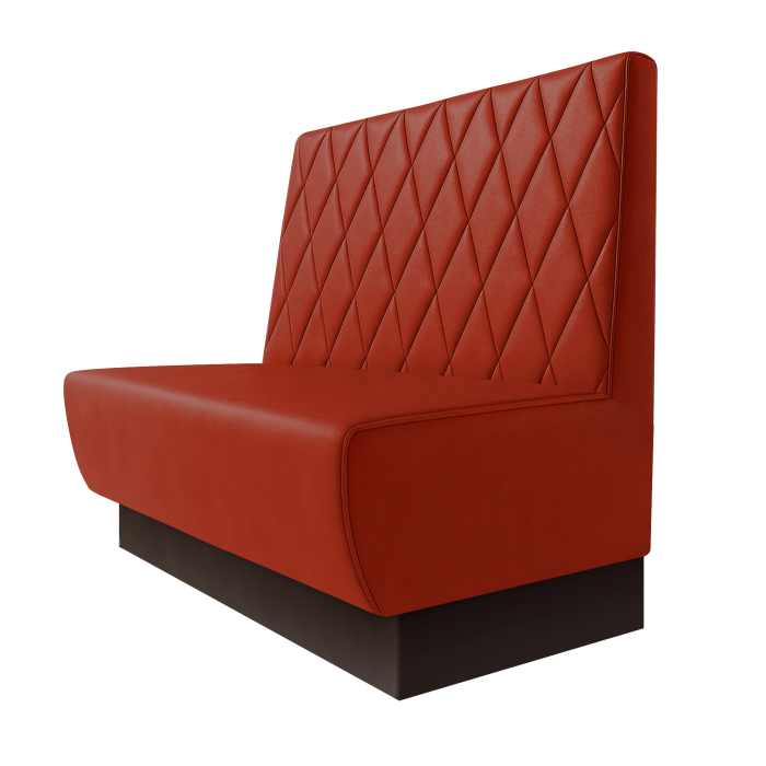Meyer | Gastrobank | B:H 100 x 100 cm | Rot | Raute | Leder | Fußleiste Braun