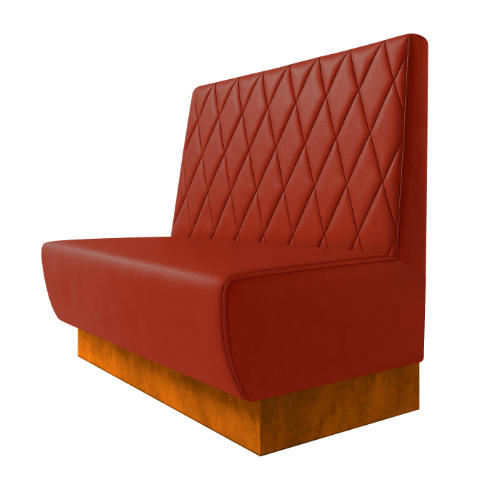 Meyer | Gastrobank | B:H 100 x 100 cm | Rot | Raute | Leder | Fußleiste Orange