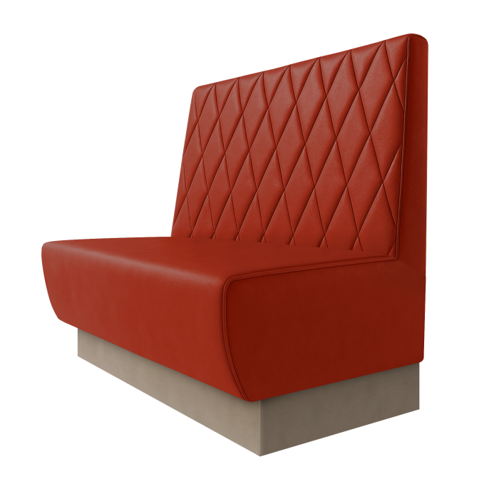 Meyer | Gastrobank | B:H 100 x 100 cm | Rot | Raute | Leder | Fußleiste Taupe