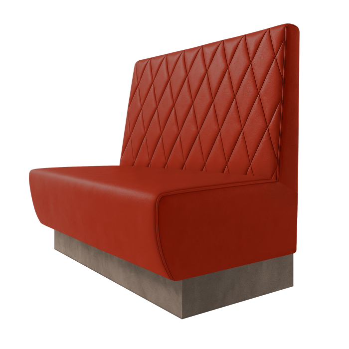 Meyer | Gastrobank | B:H 100 x 100 cm | Rot | Raute | Leder | Fußleiste Taupe
