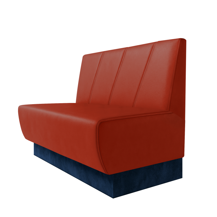 Meyer | Gastrobank | B:H 100 x 100 cm | Rot | Schräg Gestreift | Leder | Fußleiste Blau