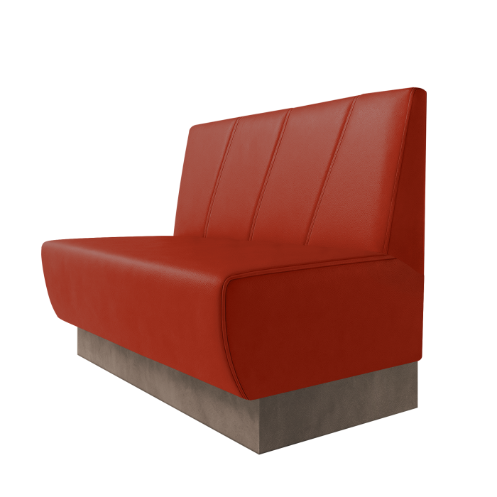 Meyer | Gastrobank | B:H 100 x 100 cm | Rot | Schräg Gestreift | Leder | Fußleiste Taupe
