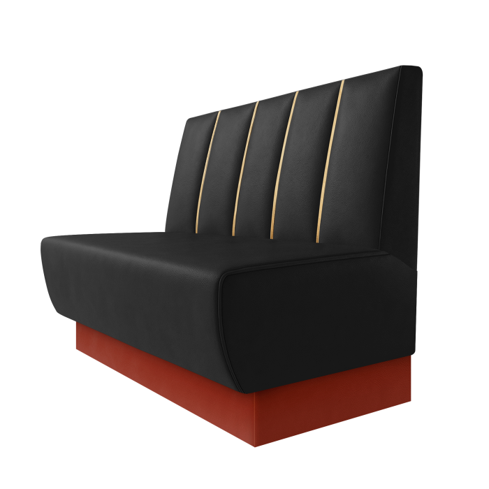 Meyer | Gastrobank | B:H 100 x 100 cm | Schwarz | Dubai | Leder | Fußleiste Rot