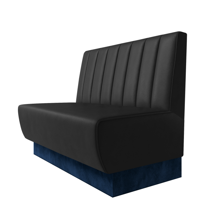 Meyer | Gastrobank | B:H 100 x 100 cm | Schwarz | Gestreift 12cm | Leder | Fußleiste Blau