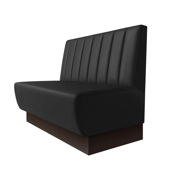 Meyer | Gastrobank | B:H 100 x 100 cm | Schwarz | Gestreift 12cm | Leder | Fußleiste Braun