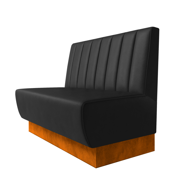 Meyer | Gastrobank | B:H 100 x 100 cm | Schwarz | Gestreift 12cm | Leder | Fußleiste Orange