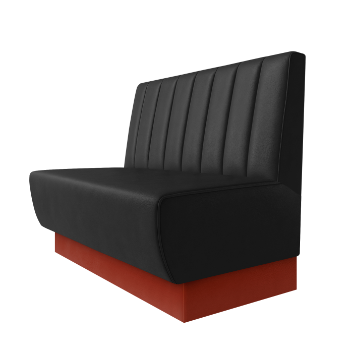 Meyer | Gastrobank | B:H 100 x 100 cm | Schwarz | Gestreift 12cm | Leder | Fußleiste Rot