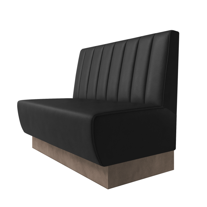 Meyer | Gastrobank | B:H 100 x 100 cm | Schwarz | Gestreift 12cm | Leder | Fußleiste Taupe