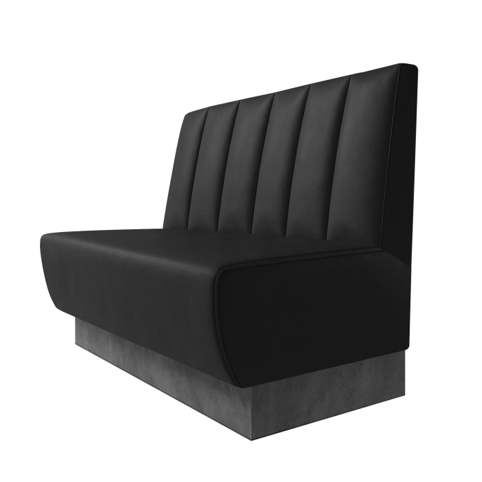Meyer | Gastrobank | B:H 100 x 100 cm | Schwarz | Gestreift Doppelnahnt 24cm | Leder | Fußleiste Grau