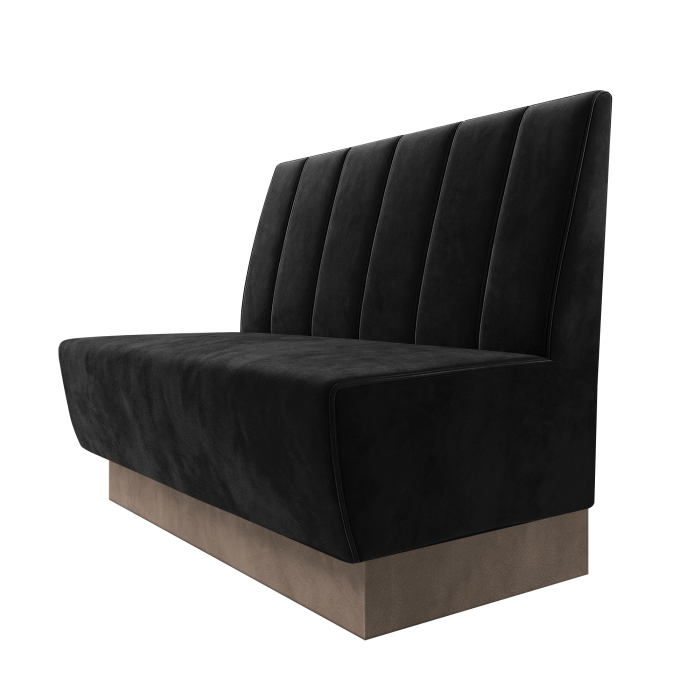 Meyer | Gastrobank | B:H 100 x 100 cm | Schwarz | Gestreift Doppelnahnt 24cm | Samt | Fußleiste Taupe