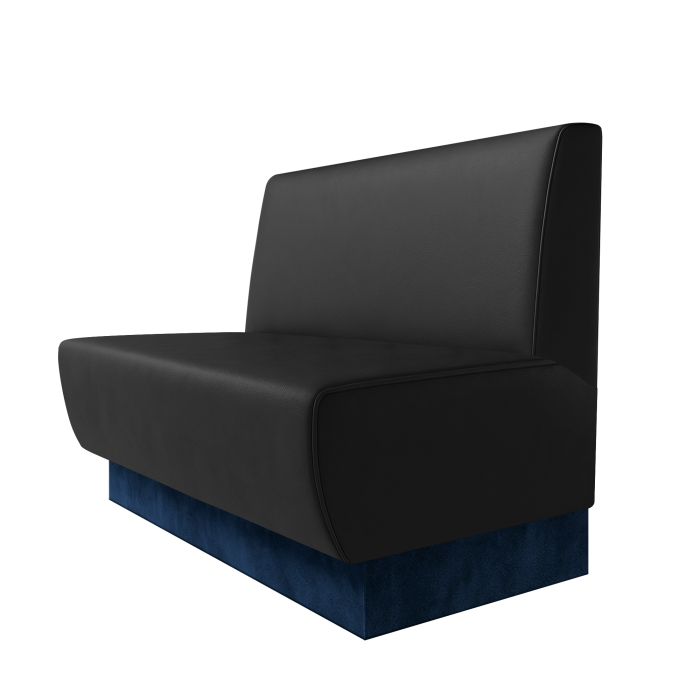 Meyer | Gastrobank | B:H 100 x 100 cm | Schwarz | Glatt | Leder | Fußleiste Blau