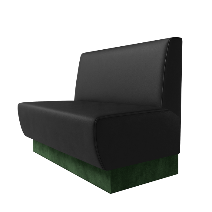 Meyer | Gastrobank | B:H 100 x 100 cm | Schwarz | Glatt | Leder | Fußleiste Grün