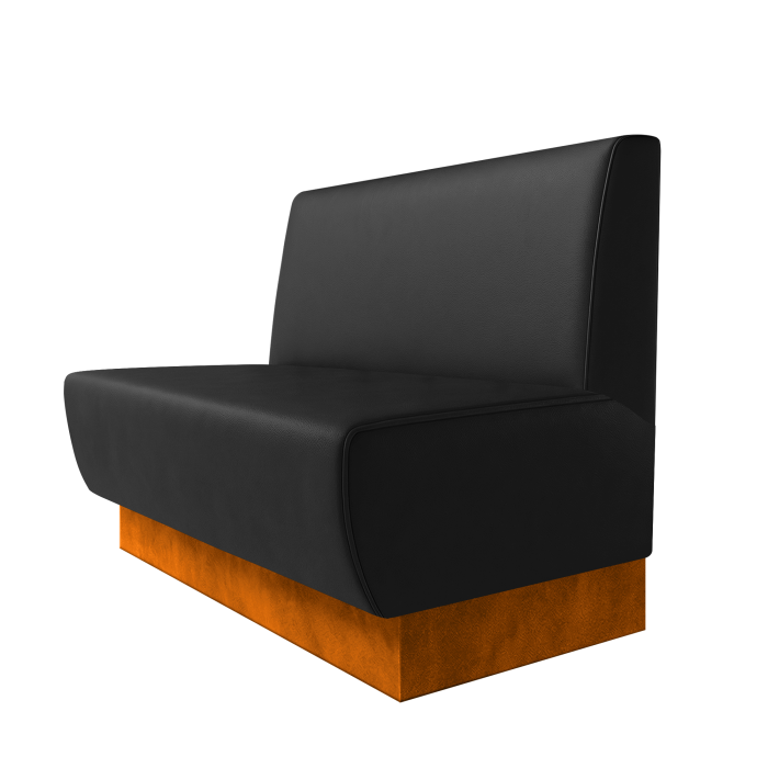 Meyer | Gastrobank | B:H 100 x 100 cm | Schwarz | Glatt | Leder | Fußleiste Orange