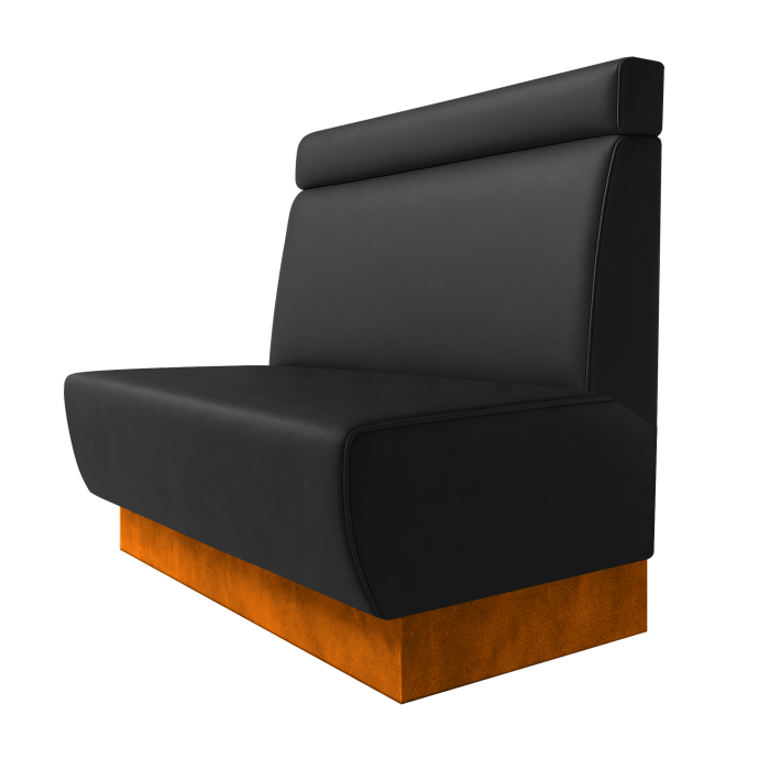 Meyer | Gastrobank | B:H 100 x 100 cm | Schwarz | Glatt + Kopfteil | Leder | Fußleiste Orange