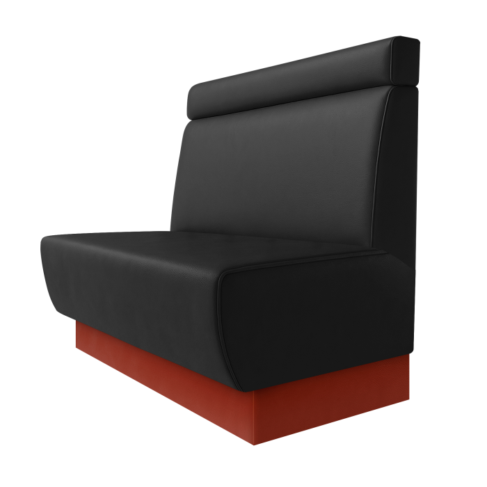 Meyer | Gastrobank | B:H 100 x 100 cm | Schwarz | Glatt + Kopfteil | Leder | Fußleiste Rot