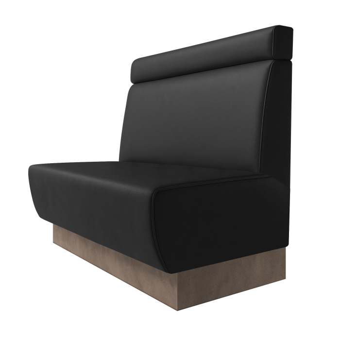 Meyer | Gastrobank | B:H 100 x 100 cm | Schwarz | Glatt + Kopfteil | Leder | Fußleiste Taupe