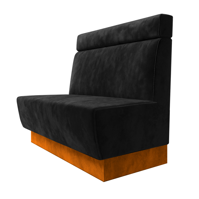 Meyer | Gastrobank | B:H 100 x 100 cm | Schwarz | Glatt + Kopfteil | Samt | Fußleiste Orange