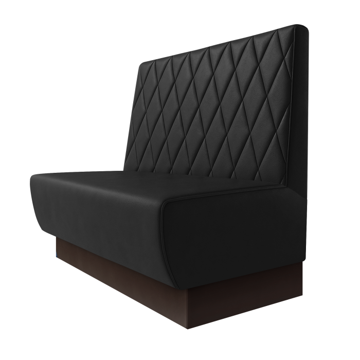 Meyer | Gastrobank | B:H 100 x 100 cm | Schwarz | Raute | Leder | Fußleiste Braun