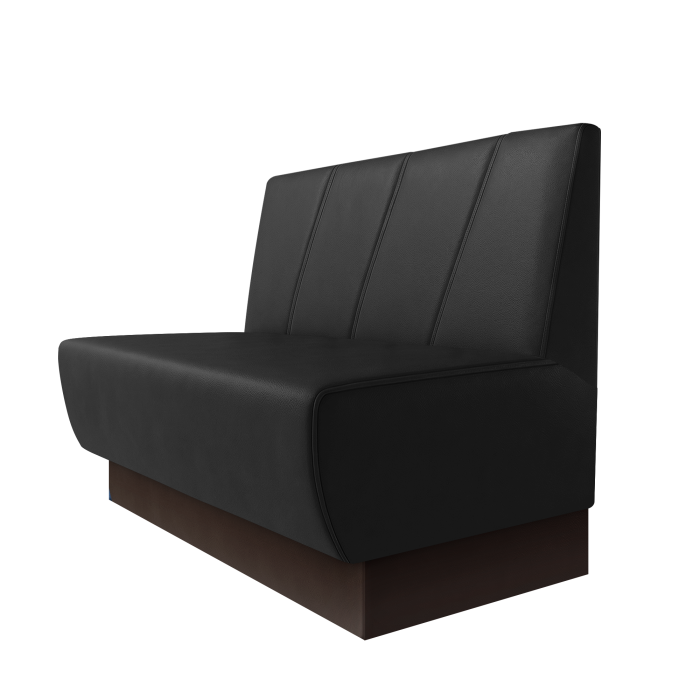 Meyer | Gastrobank | B:H 100 x 100 cm | Schwarz | Schräg Gestreift | Leder | Fußleiste Braun