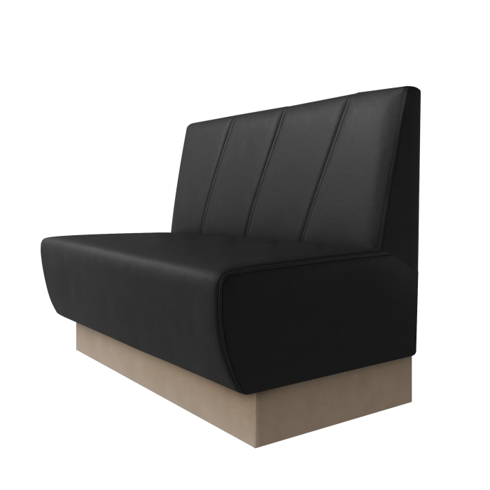 Meyer | Gastrobank | B:H 100 x 100 cm | Schwarz | Schräg Gestreift | Leder | Fußleiste Taupe