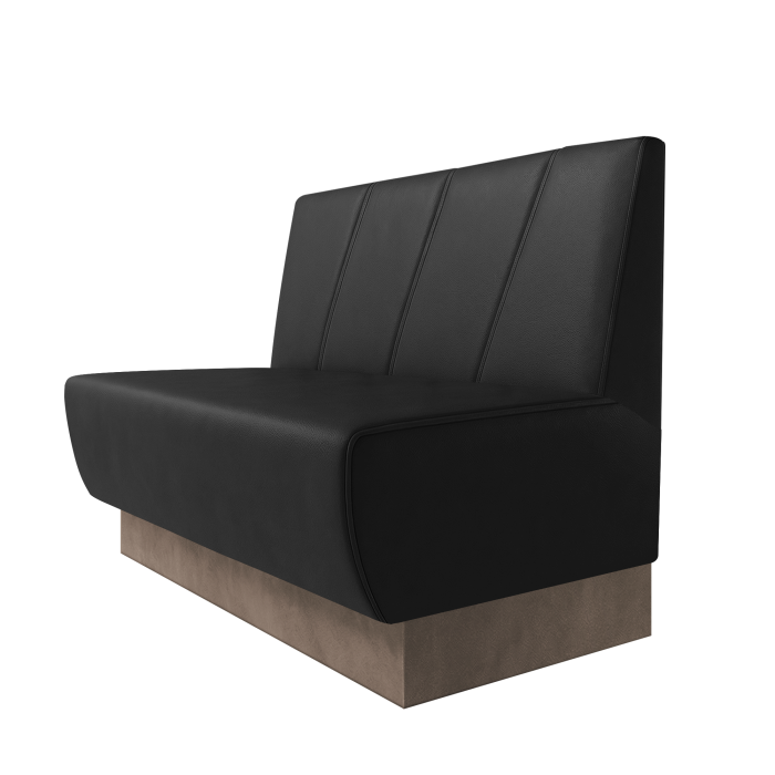 Meyer | Gastrobank | B:H 100 x 100 cm | Schwarz | Schräg Gestreift | Leder | Fußleiste Taupe
