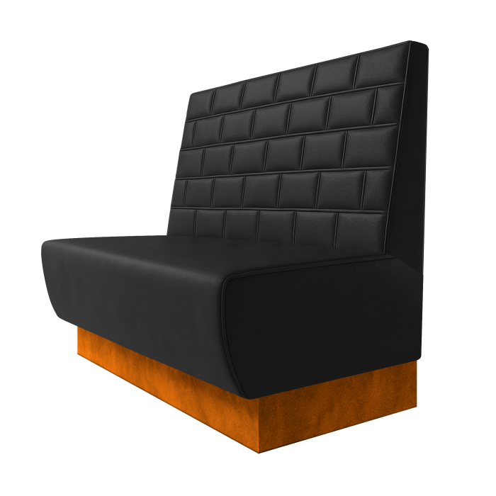 Meyer | Gastrobank | B:H 100 x 100 cm | Schwarz | Stein | Leder | Fußleiste Orange